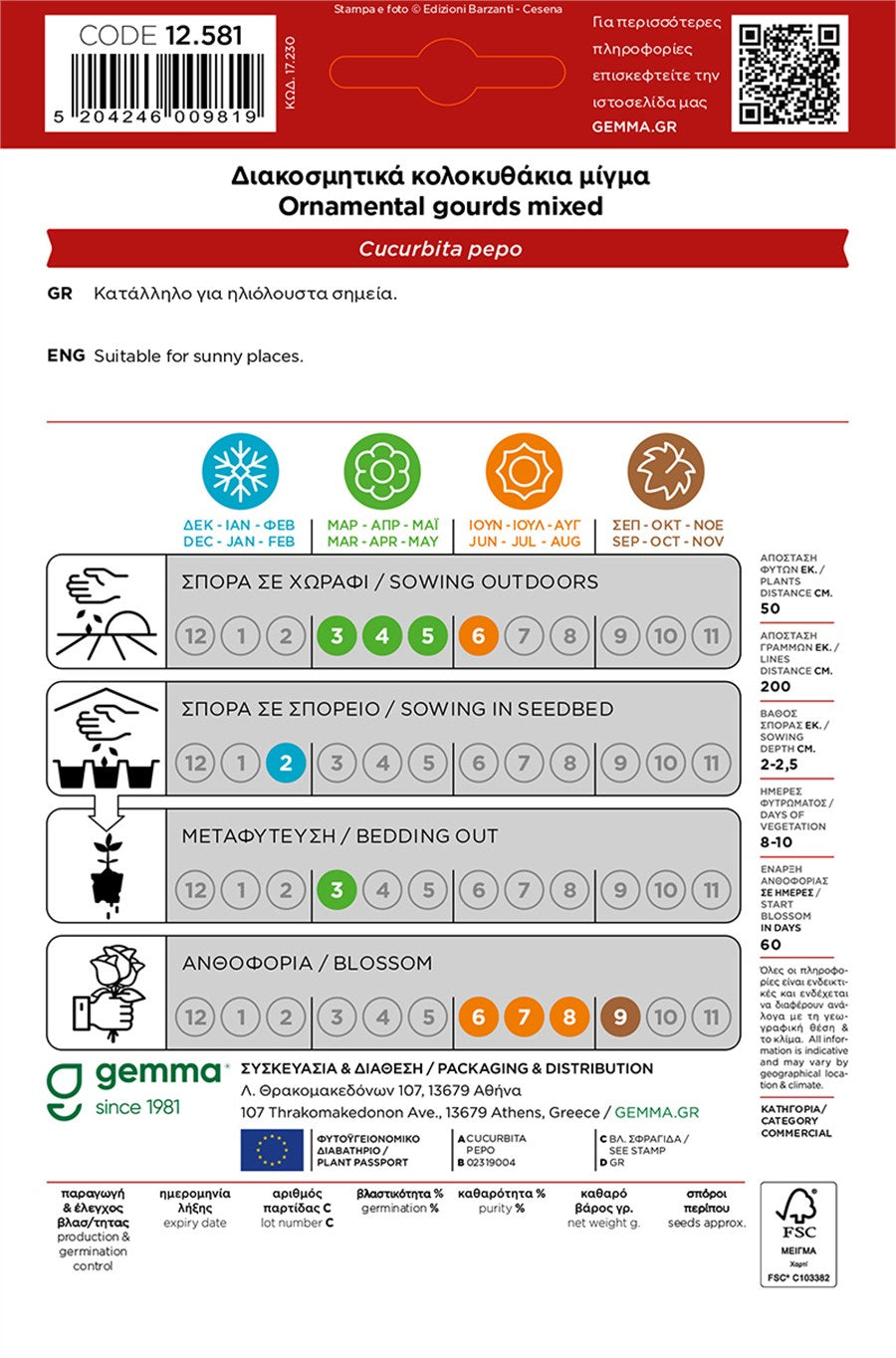 Διακοσμητικά Κολοκυθάκια Μίγμα φάκελος σπόρων