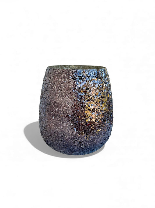 Γυάλινο Κασπώ Μαύρο με Υφή Σπασμένου Γυαλιού (Crushed Glass) 16*16.5