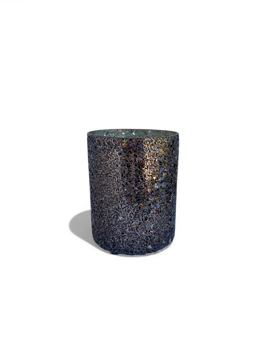 Γυάλινο κασπώ μαύρο Crushed Glass κύλινδρος 11*12.5