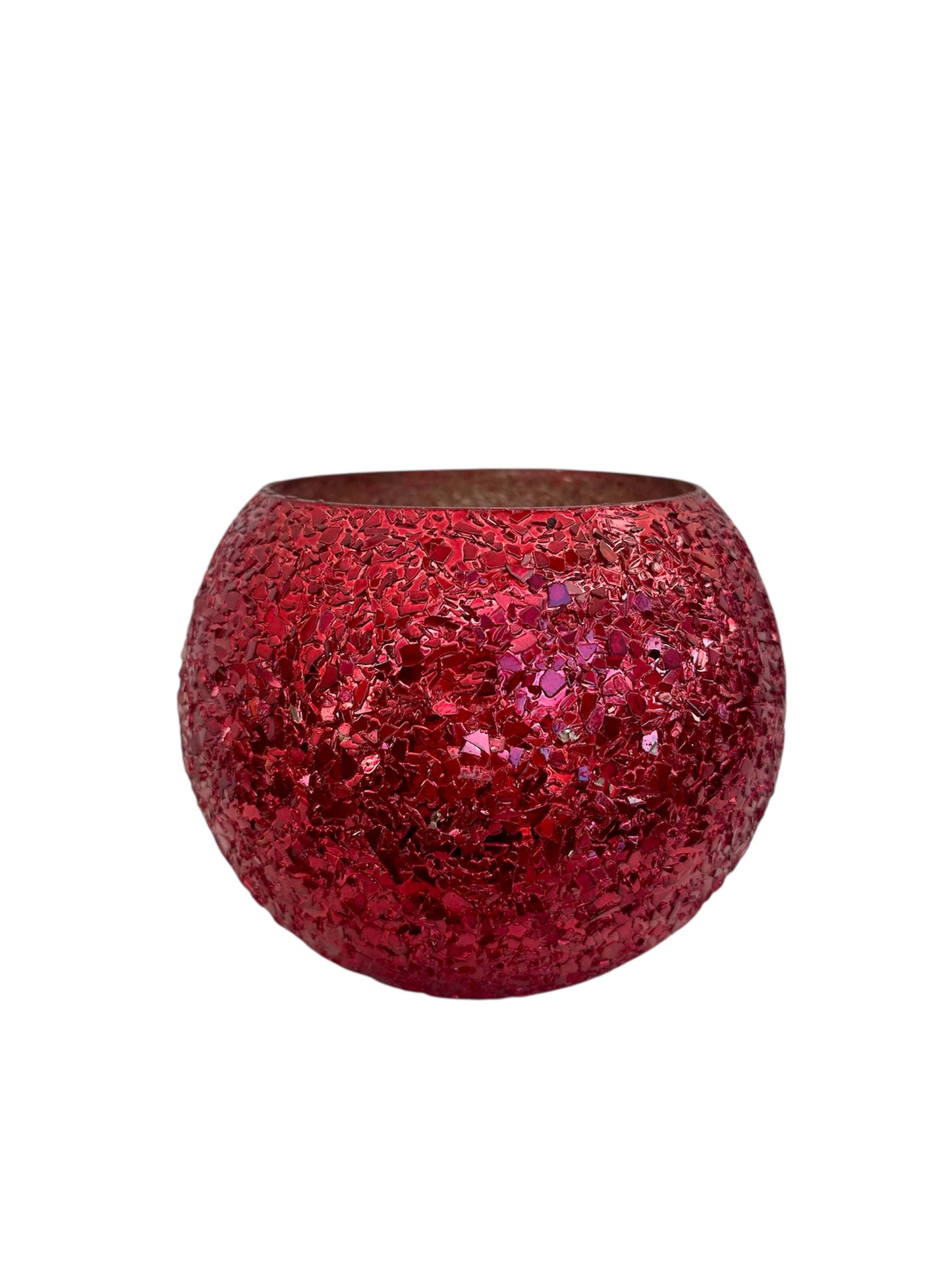 Γυάλινο κασπώ κόκκινο Crushed Glass μπάλα 16*12