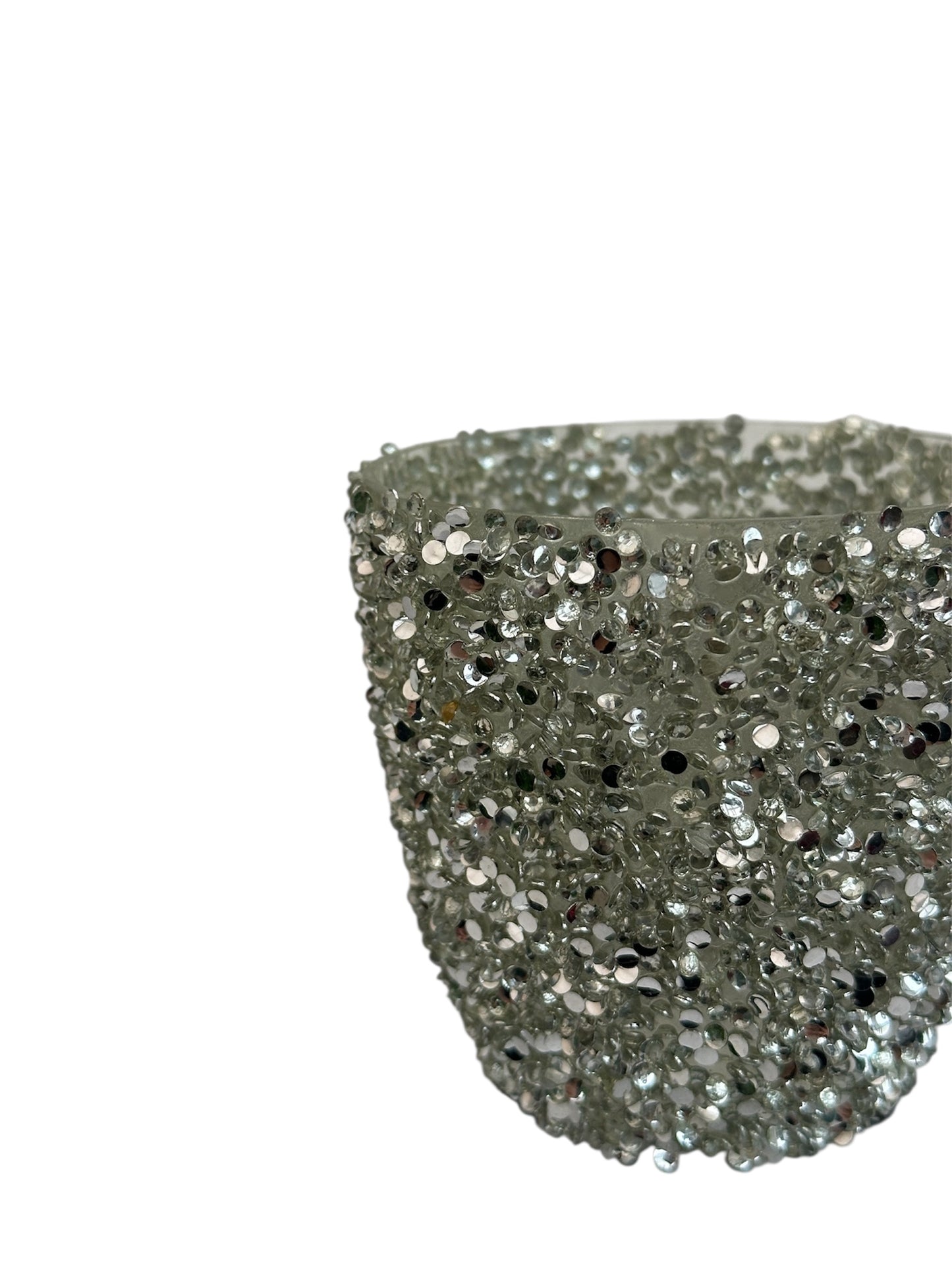 Γυάλινο κασπώ ασημί strass egg 9*8.5