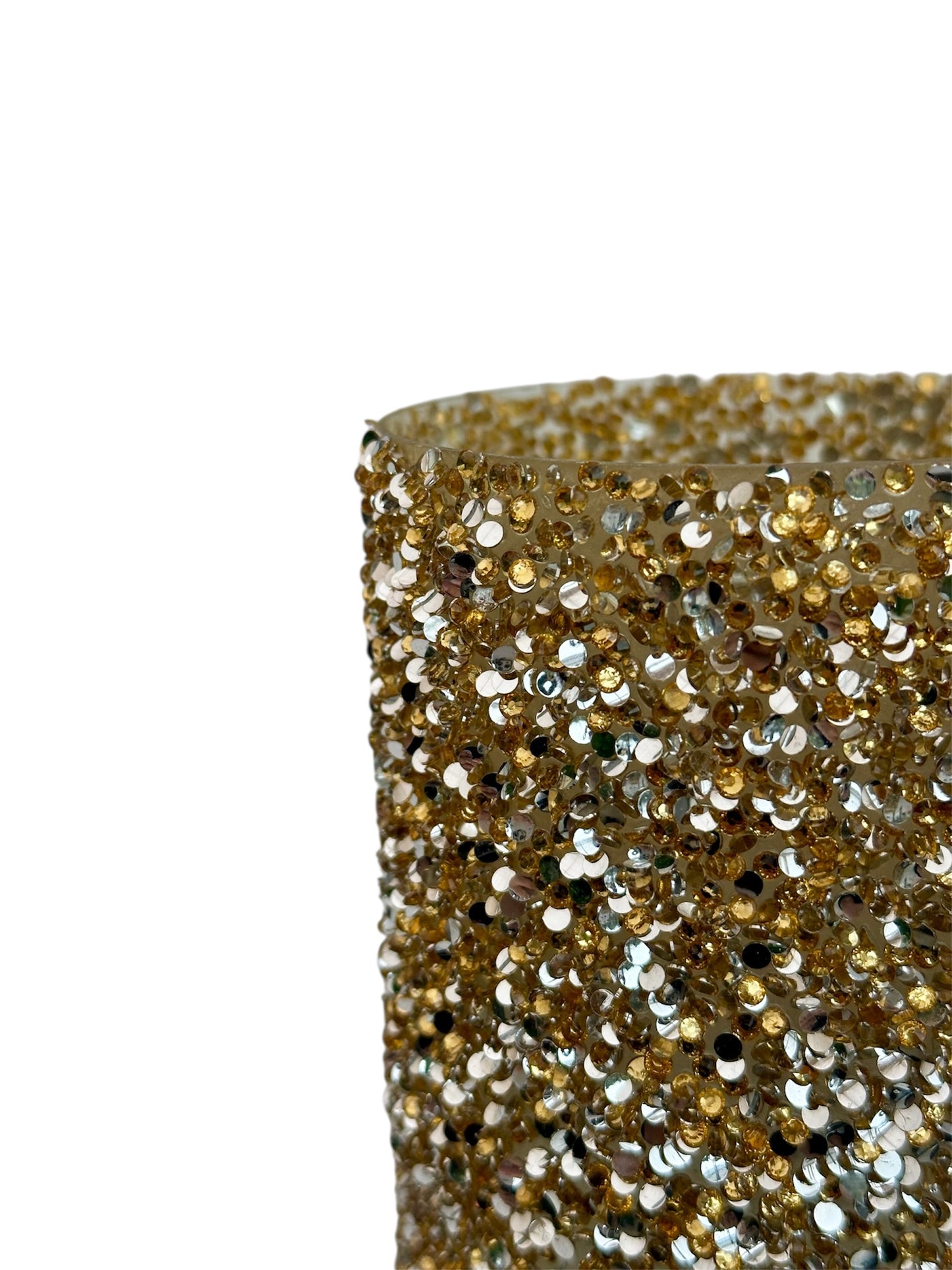 Γυάλινο κασπώ χρυσό strass κύλινδρος 11*12.5