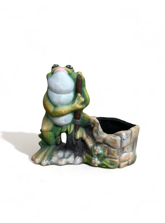 Κεραμικά ζωάκια κήπου βάτραχος σε ποτάμι 31*30 Φ10