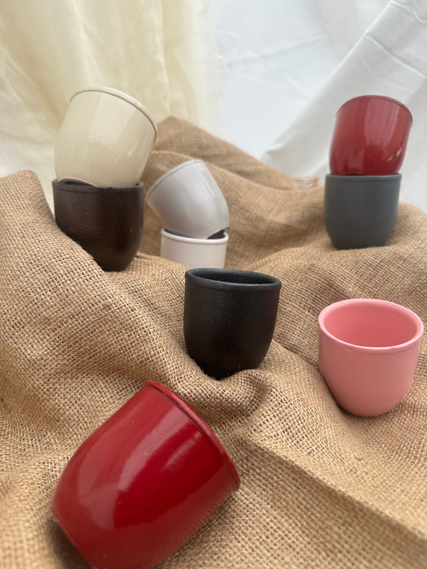 Mini Κεραμικό κασπώ πομπέ μπέζ Φ6,5x7Υ