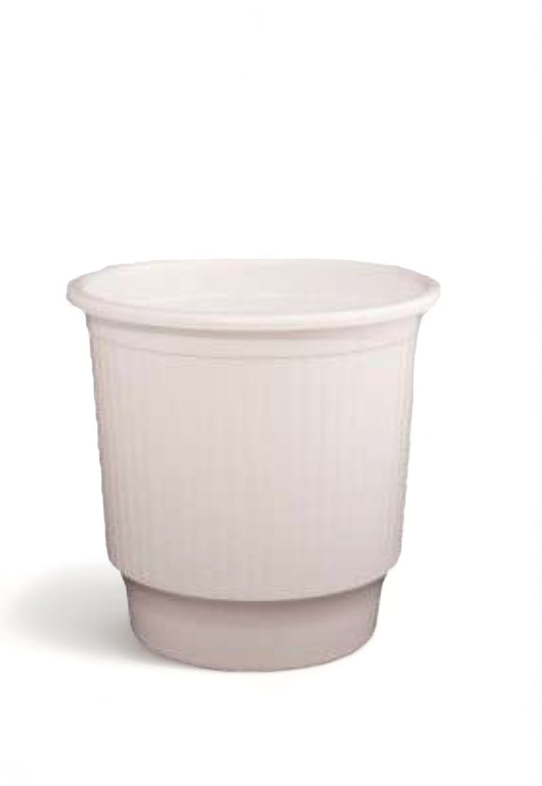Miltoplast γλάστρα πλαστική στρογγυλή κλασσική ριγέ λευκό