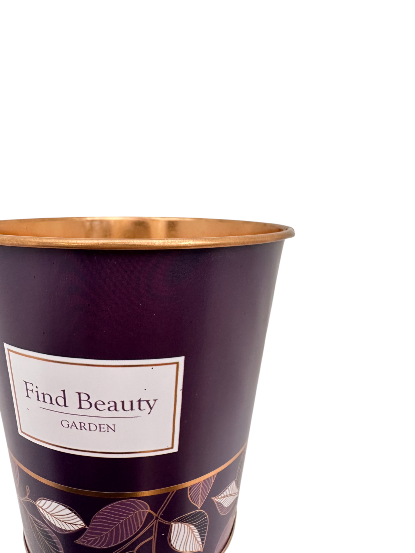 Μεταλλικό κουβαδάκι μελιτζανί Find beauty garden Ø12.8x13cm