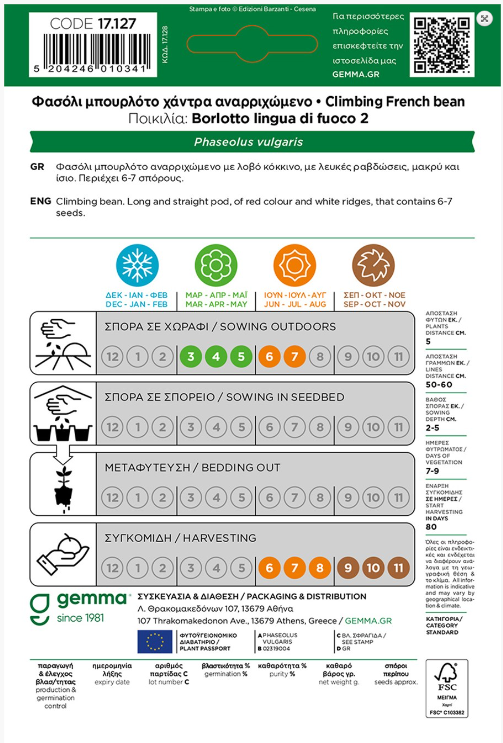 Φασόλι μπουρλότο χάντρα αναρριχώμενο 17127