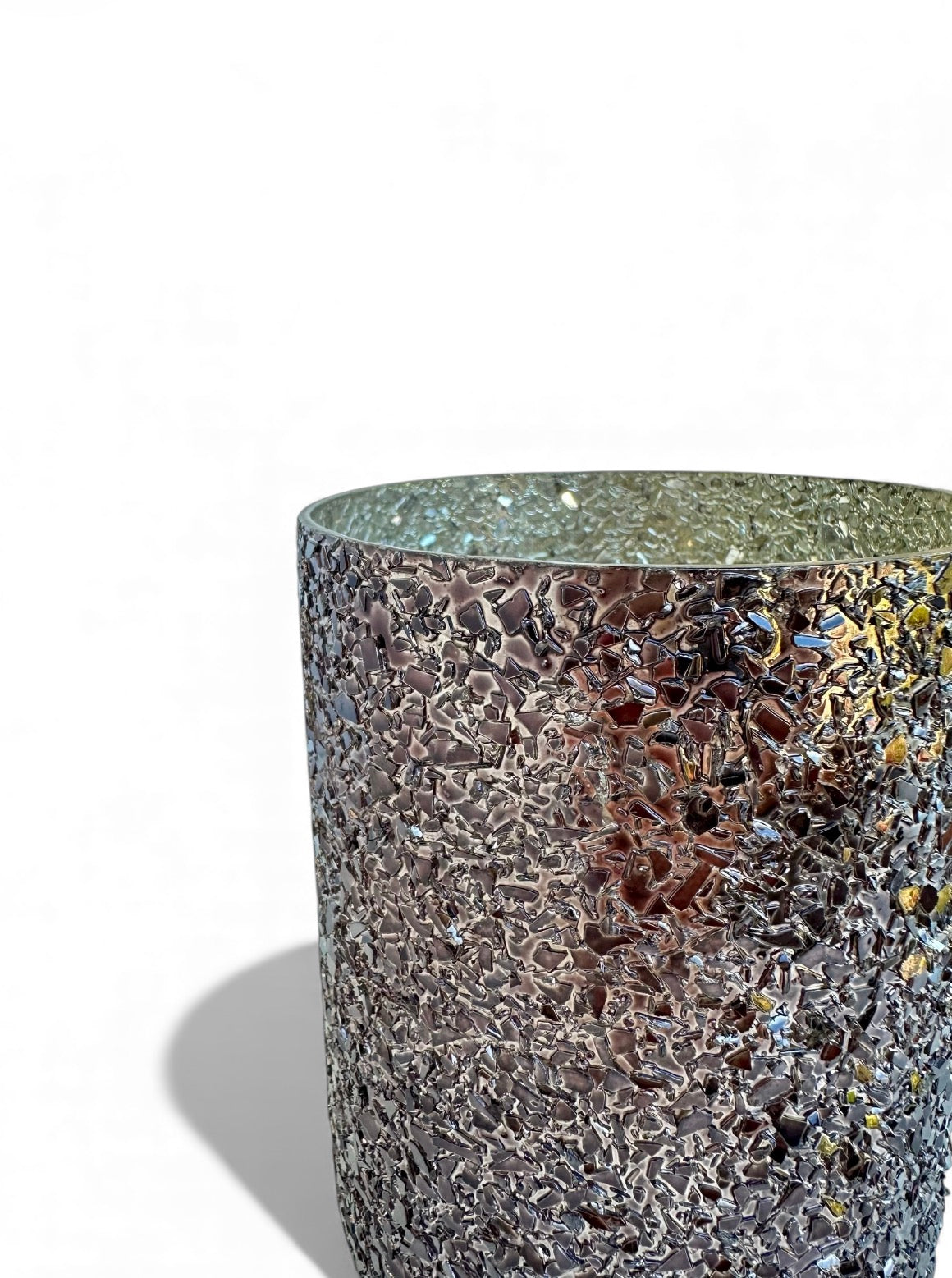 Γυάλινο κασπώ μαύρο strass cylinder 11*12.5