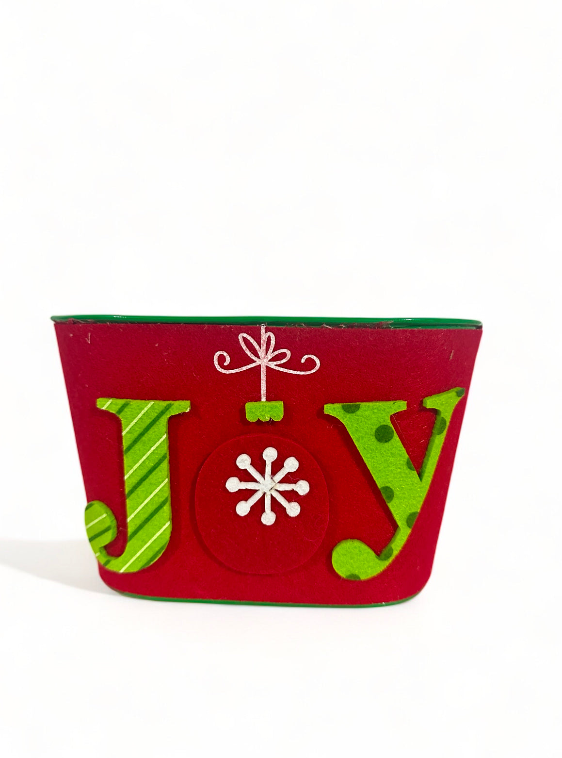 Μεταλλικό κουβαδάκι οβάλ joy Xmas κόκκινο Ø21x11.5x13cm