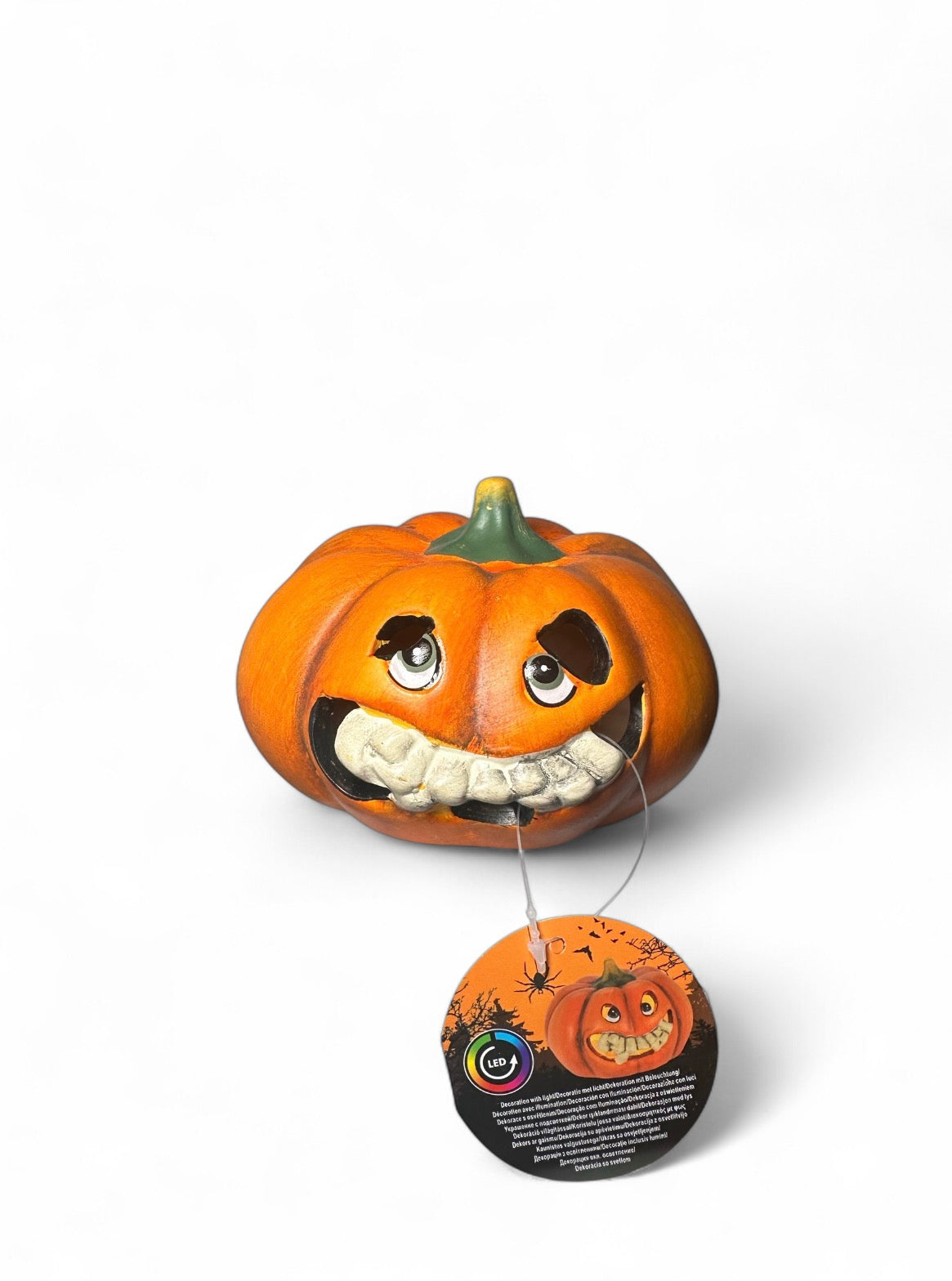 Διακοσμητική Κεραμική Κολοκύθα 14x10cm με Εσωτερικό Φωτισμό LED