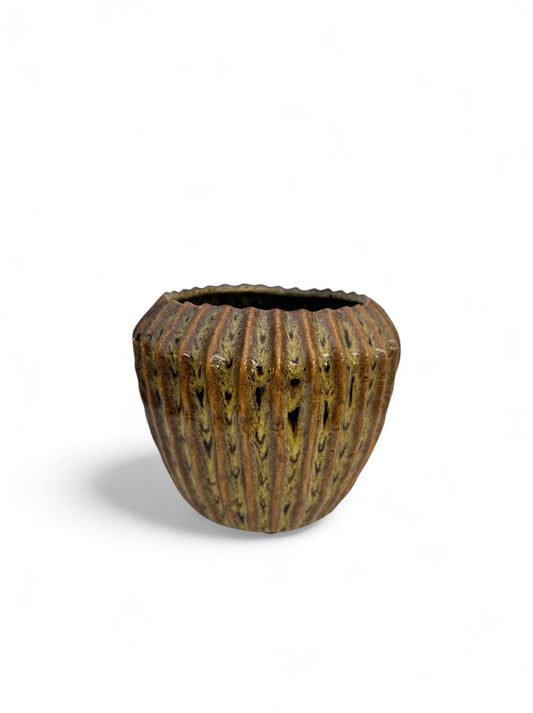 Κεραμικό κωνικό κασπώ μουσταρδί 16.5*14