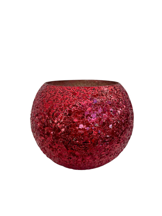 Γυάλινο κασπώ κόκκινο Crushed Glass μπάλα 16*12