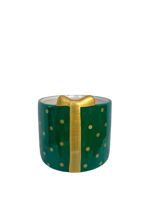 Κεραμικό χριστουγεννιάτικο κασπώ φιόγκος πουά 13*12