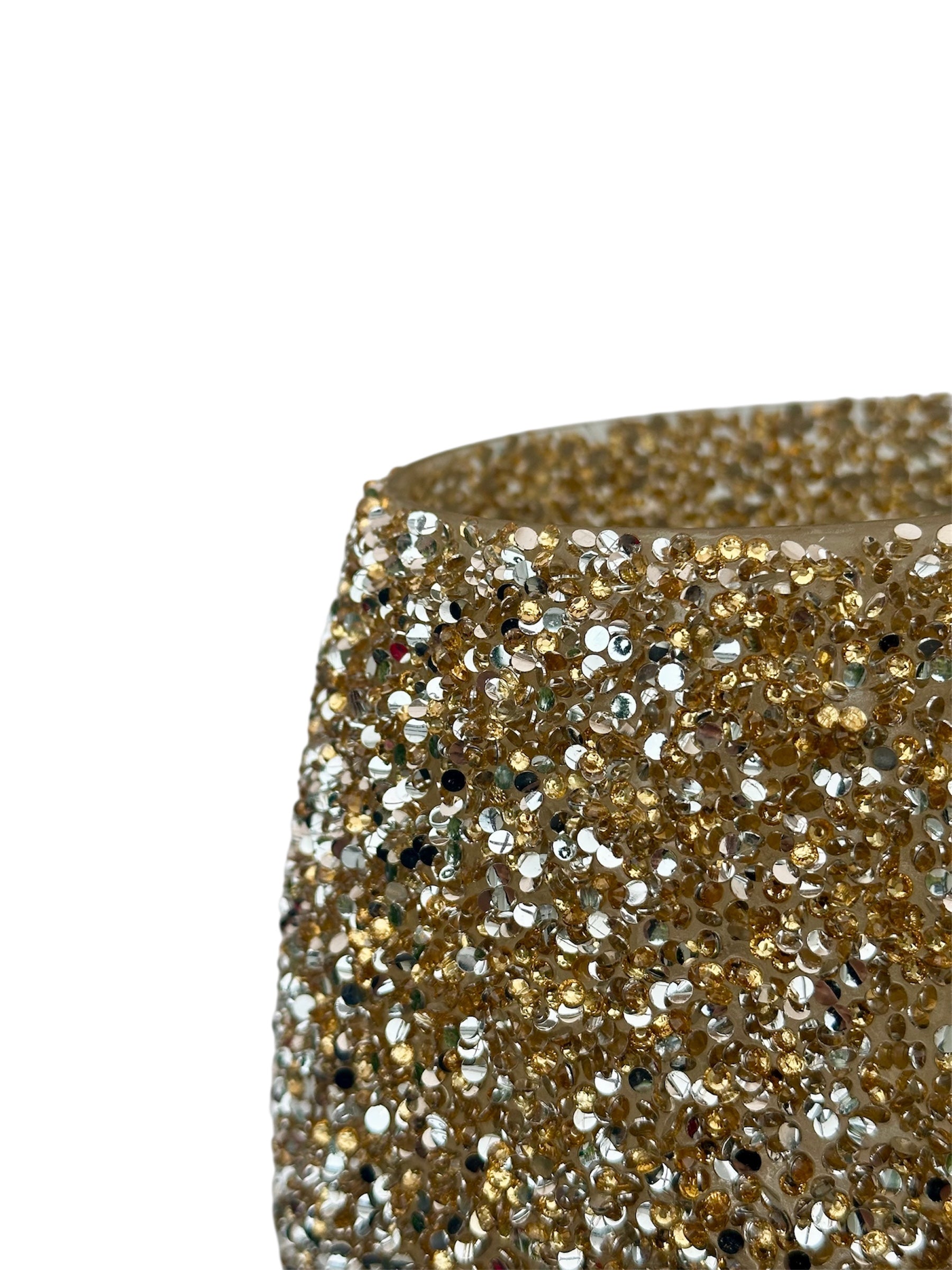 Γυάλινο κασπώ χρυσό strass πομπέ 16*16.5