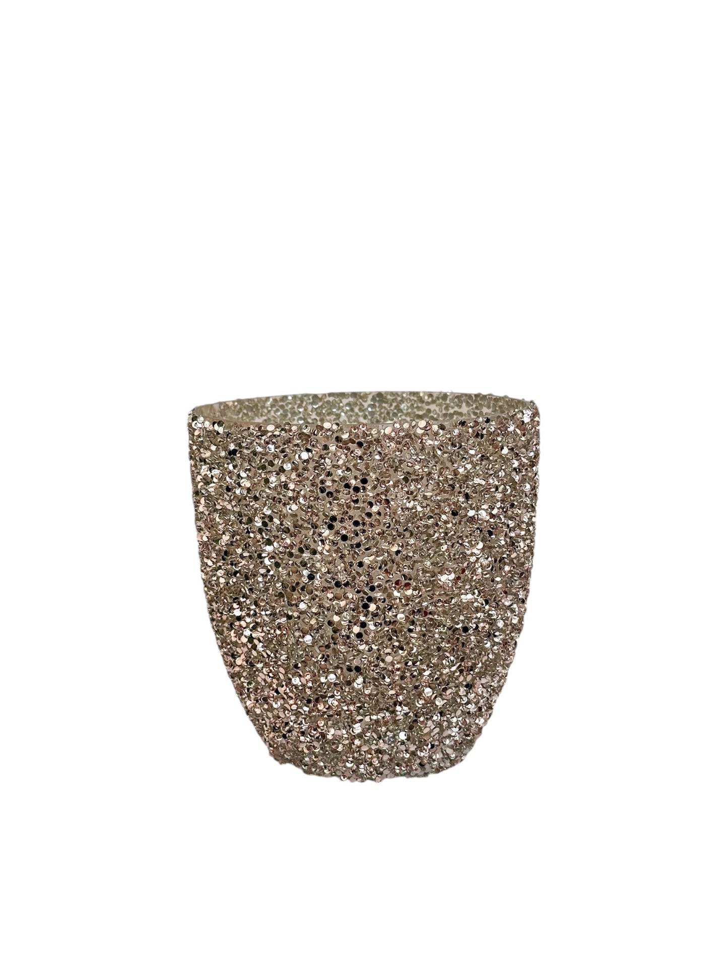 Γυάλινο κασπώ ροζ strass egg 14.5*15