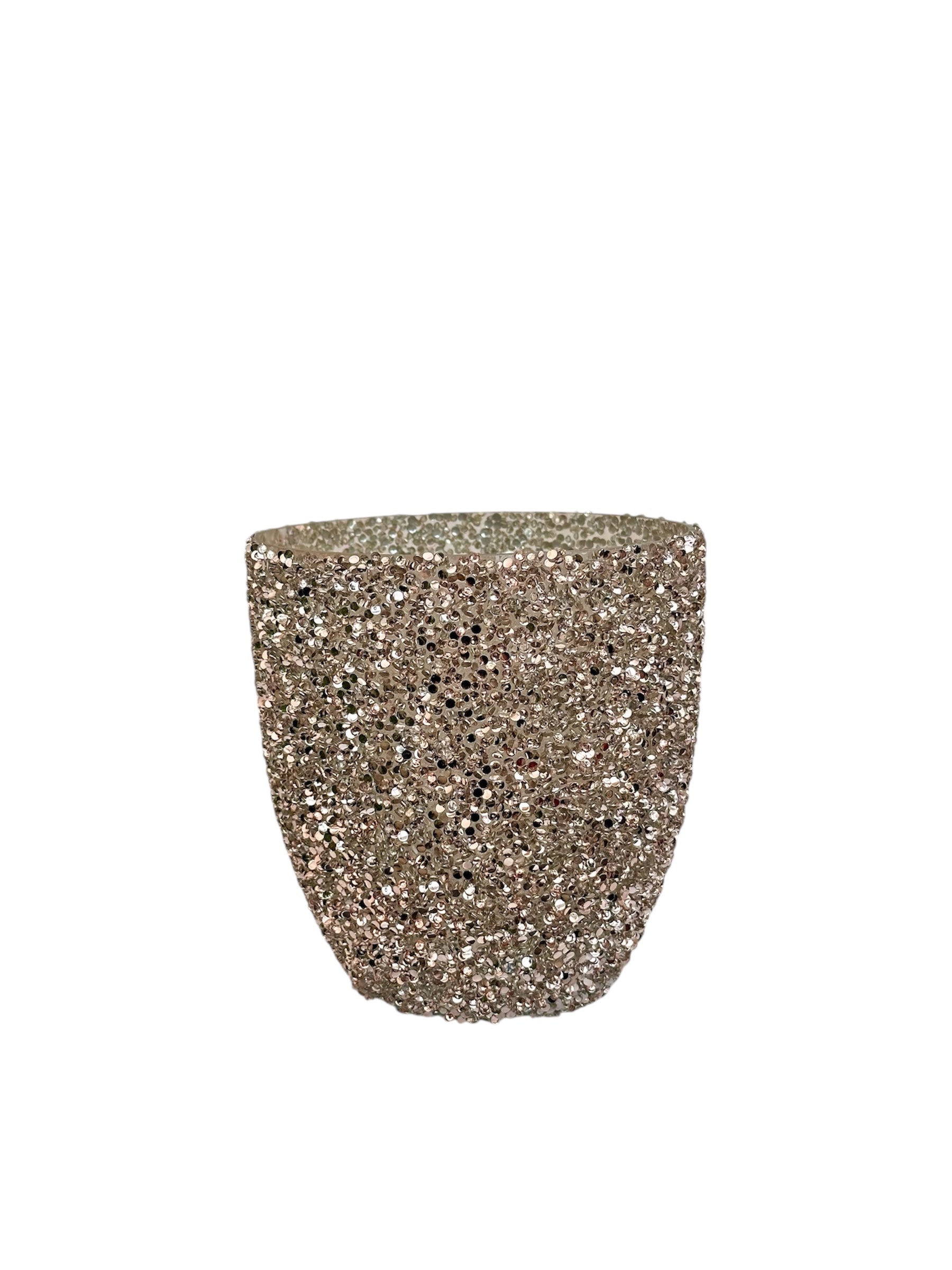 Γυάλινο κασπώ ροζ strass egg 14.5*15