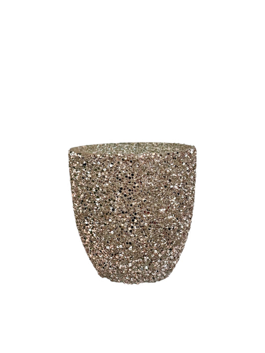 Γυάλινο κασπώ ροζ strass egg 14.5*15