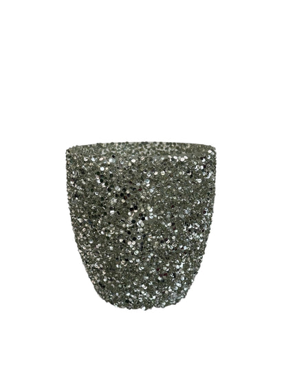 Γυάλινο κασπώ ασημί strass egg 12.5*12