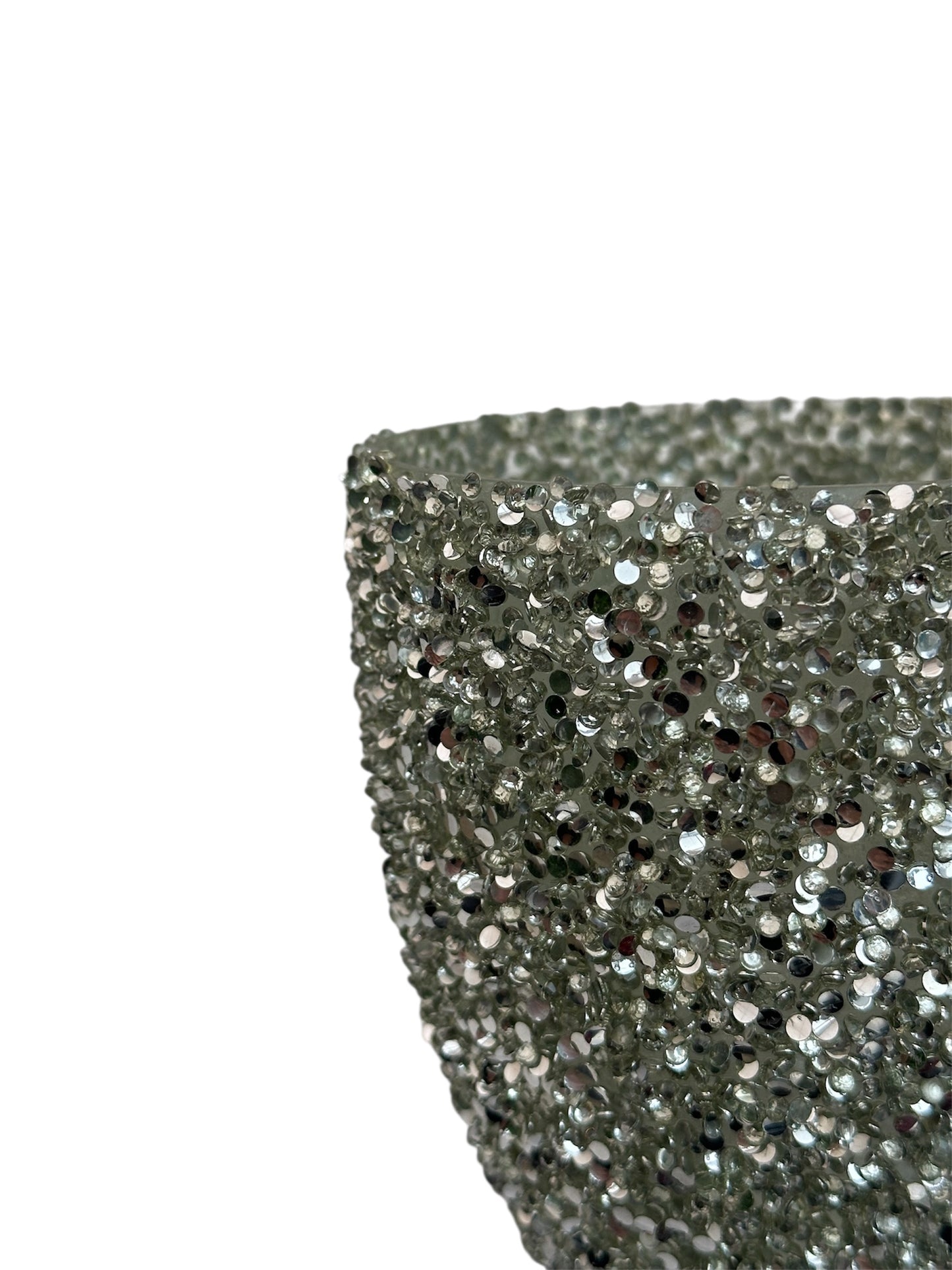 Γυάλινο κασπώ ασημί strass egg 12.5*12