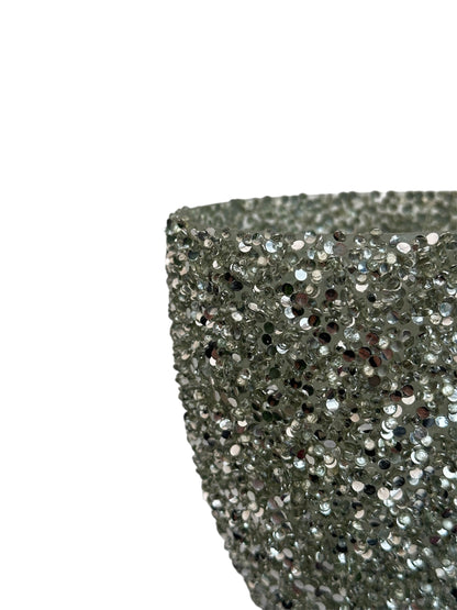 Γυάλινο κασπώ ασημί strass egg 12.5*12