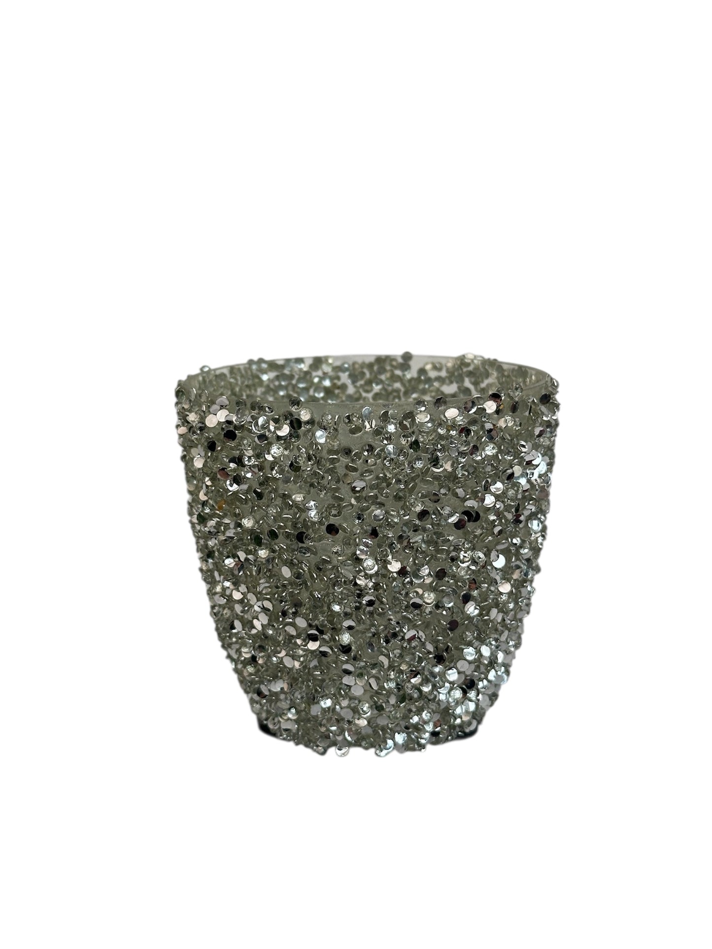 Γυάλινο κασπώ ασημί strass egg 9*8.5