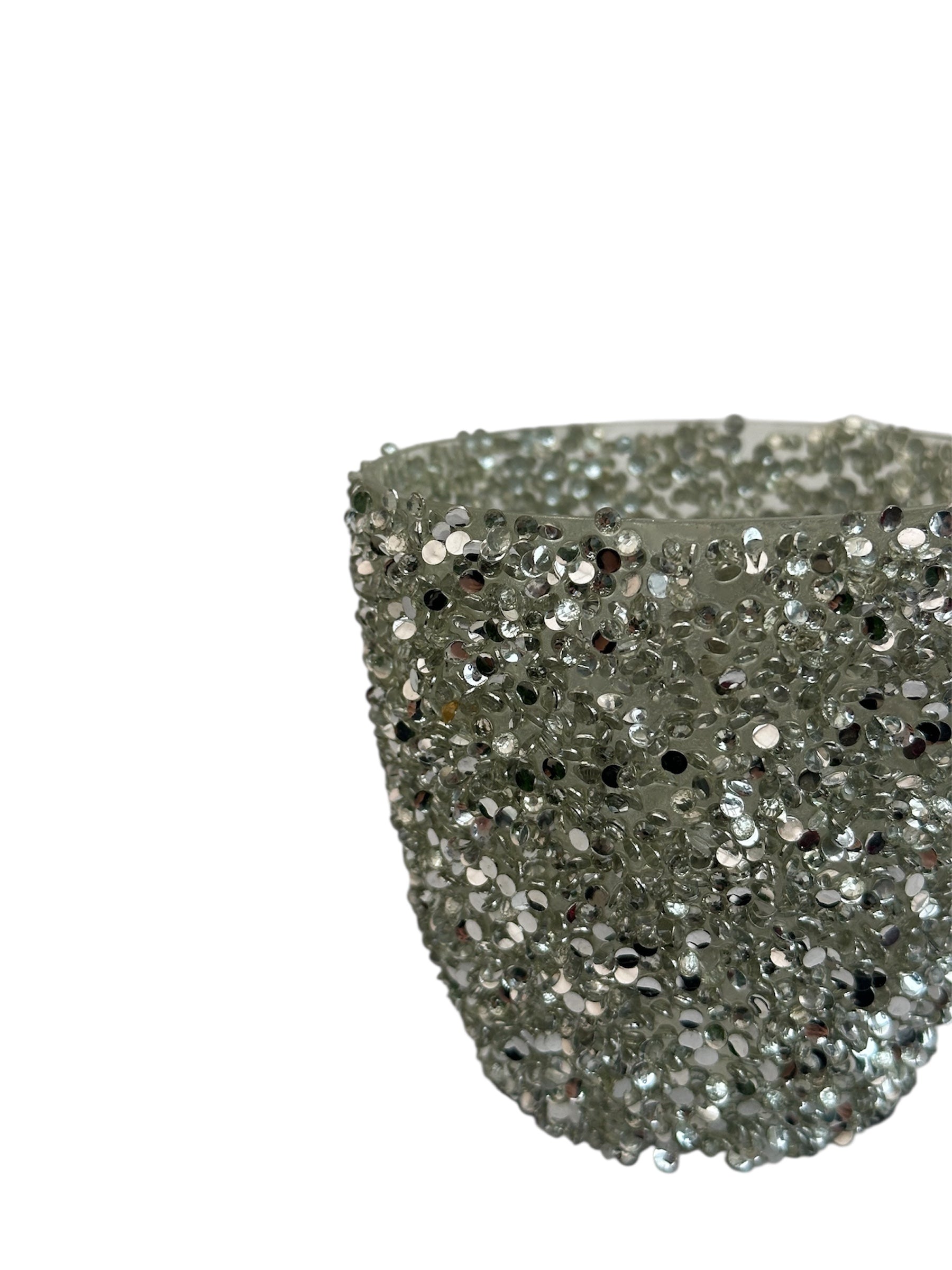 Γυάλινο κασπώ ασημί strass egg 9*8.5