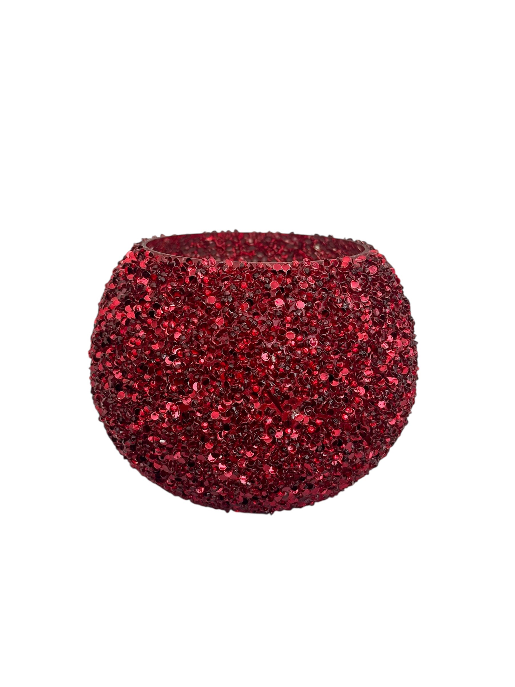 Γυάλινο κασπώ κόκκινο strass μπάλα 13.5*10