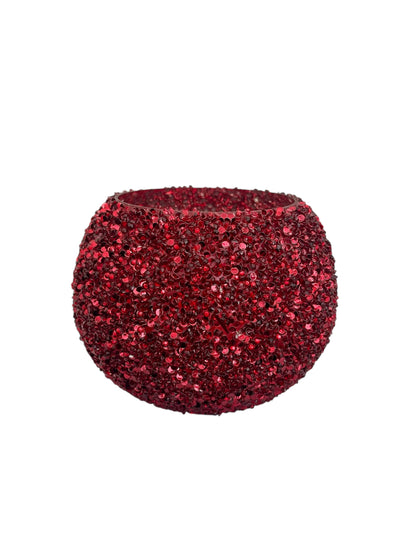 Γυάλινο κασπώ κόκκινο strass μπάλα 13.5*10