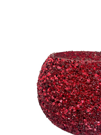 Γυάλινο κασπώ κόκκινο strass μπάλα 13.5*10