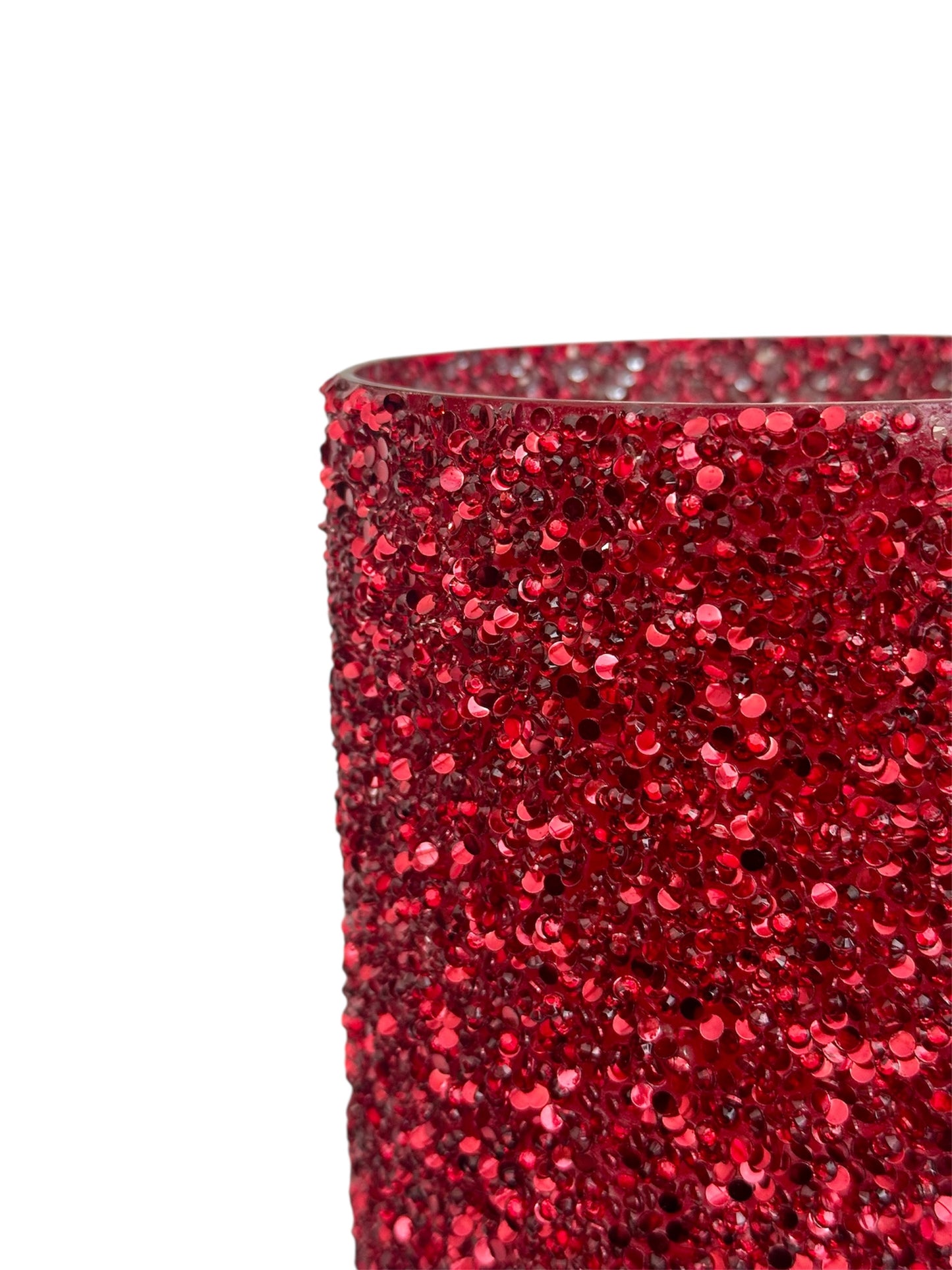 Γυάλινο κασπώ κόκκινο strass κύλινδρος 13.5*15