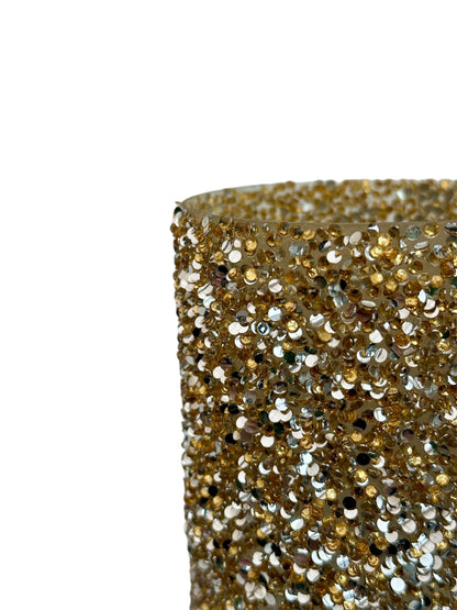 Γυάλινο κασπώ χρυσό strass κύλινδρος 11*12.5