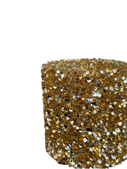 Γυάλινο κασπώ χρυσό strass κύλινδρος 8.5*8.5