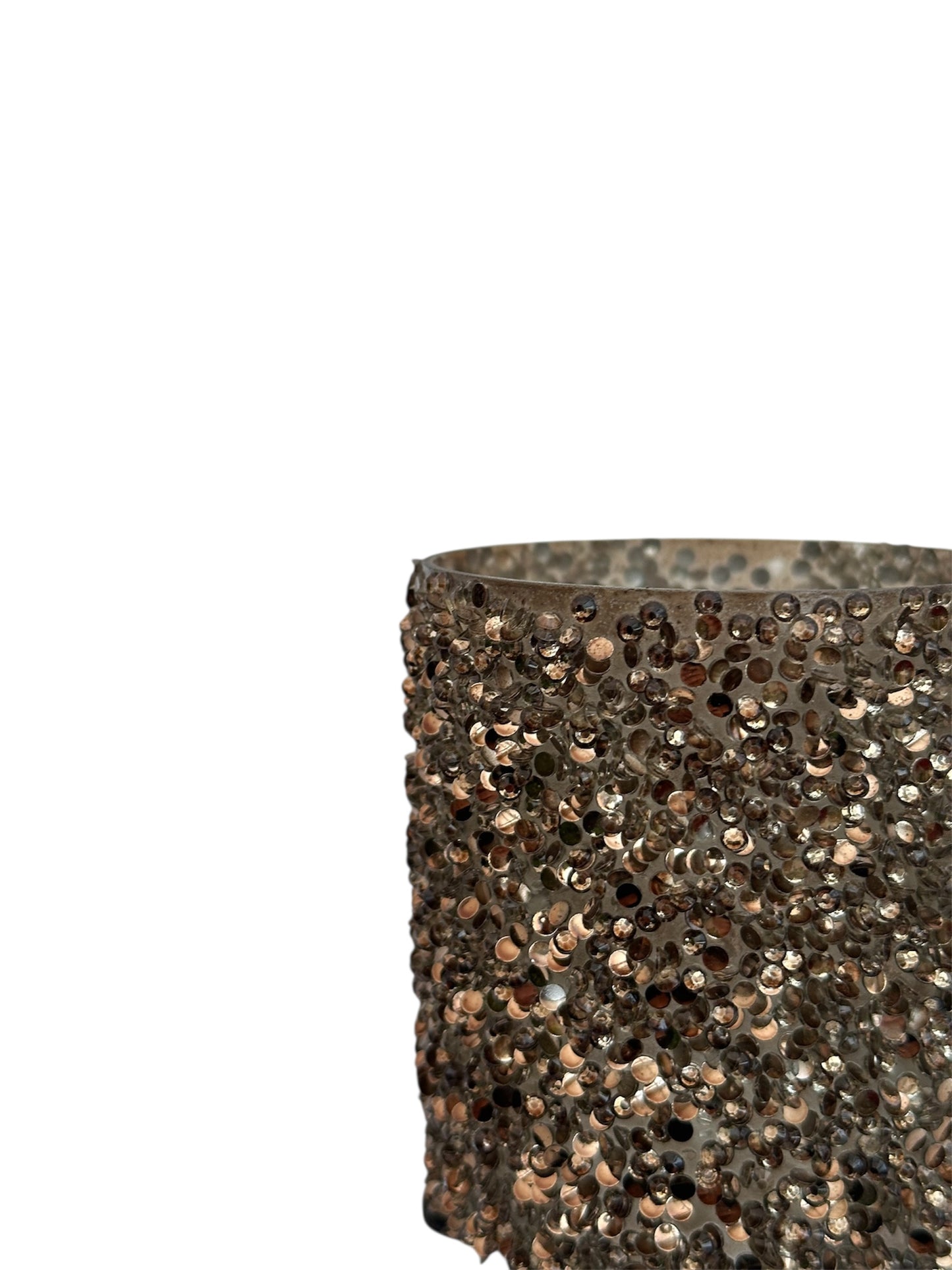 Γυάλινο κασπώ μπρονζέ strass κύλινδρος 8.5*8.5