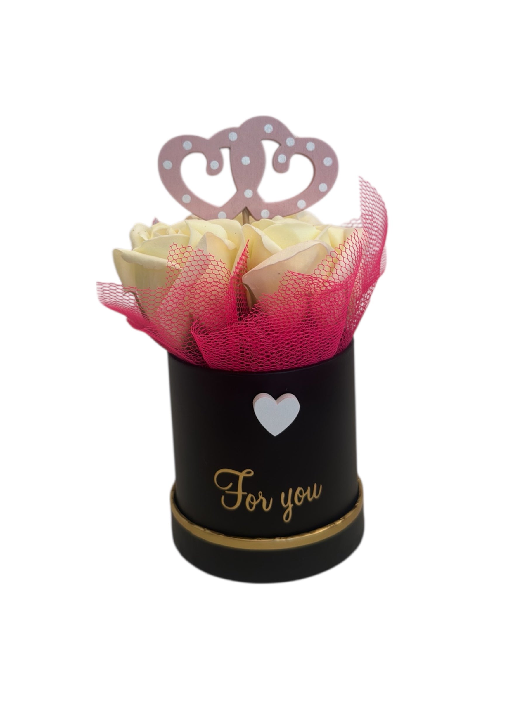 Premium Black Box με Λευκά Τριαντάφυλλα Σαπουνιού