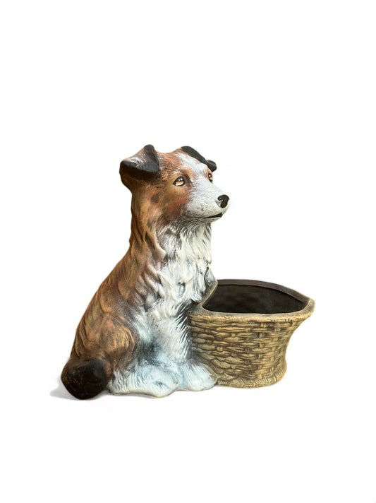 Κεραμικά ζωάκια κήπου σκύλος με καλάθι 33*30 Φ12