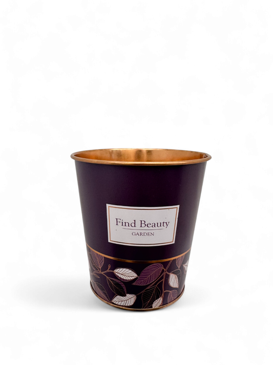 Μεταλλικό κουβαδάκι μελιτζανί Find beauty garden Ø12.8x13cm