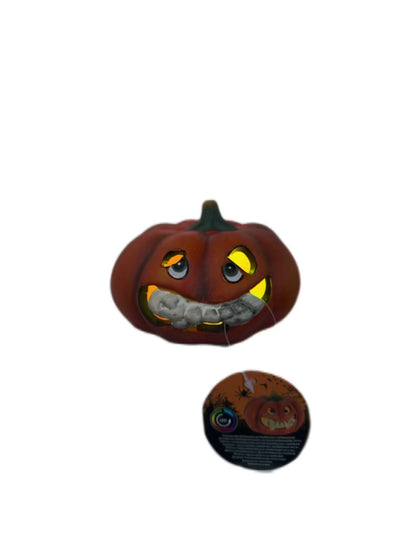 Πορτοκαλί Κεραμική Κολοκύθα Halloween (14x10cm) με Ενσωματωμένο LED